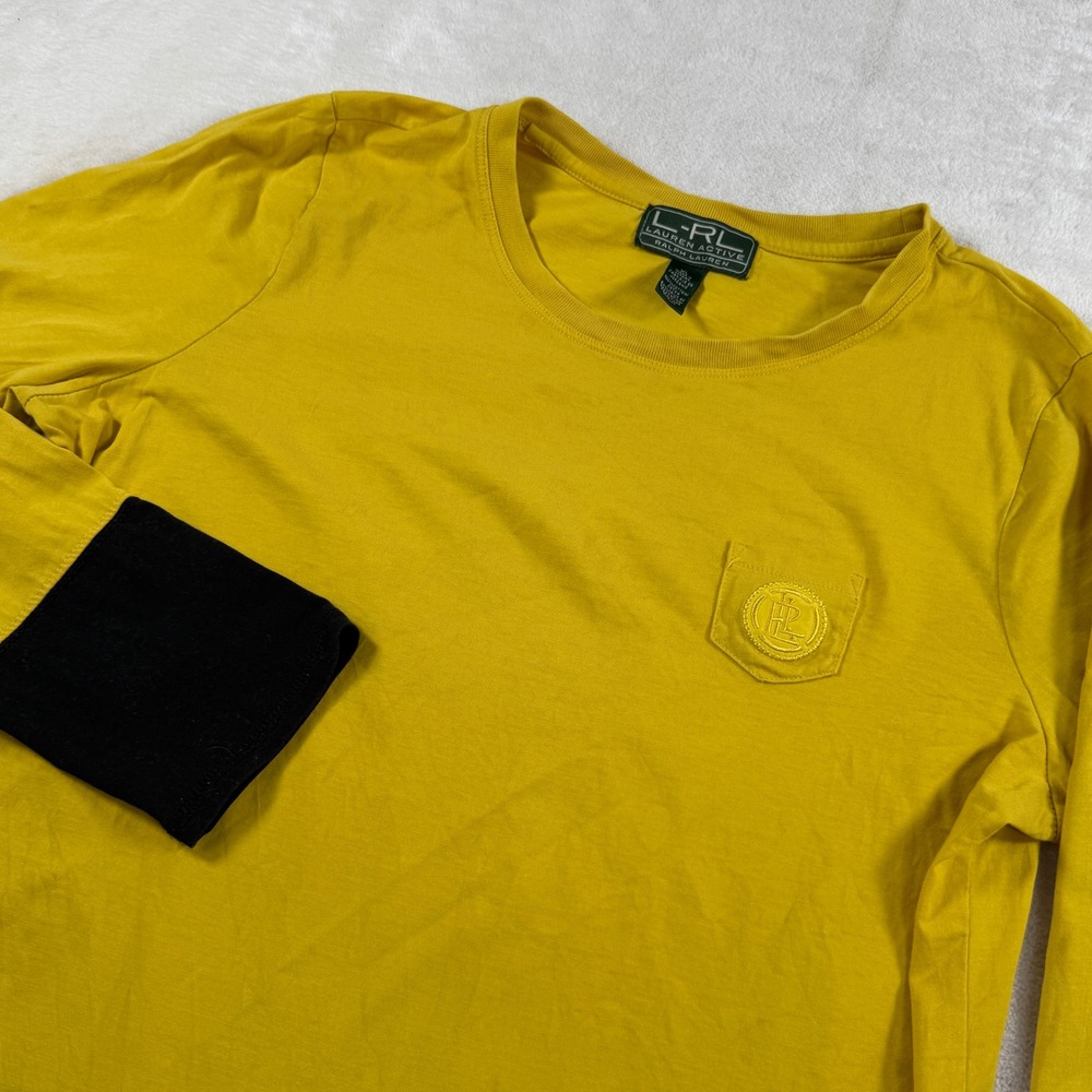 Lauren Active Ralph Lauren Women XL Yellow Black Colorblock Long Sleeve‎ T Shirt